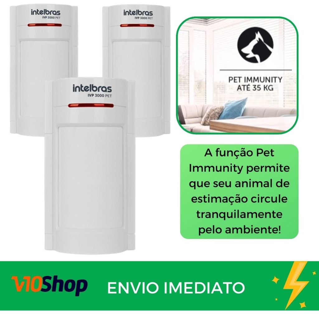 Kit 3 Sensor Duplo Ivp 3000 Pet 35 Kg Intelbras