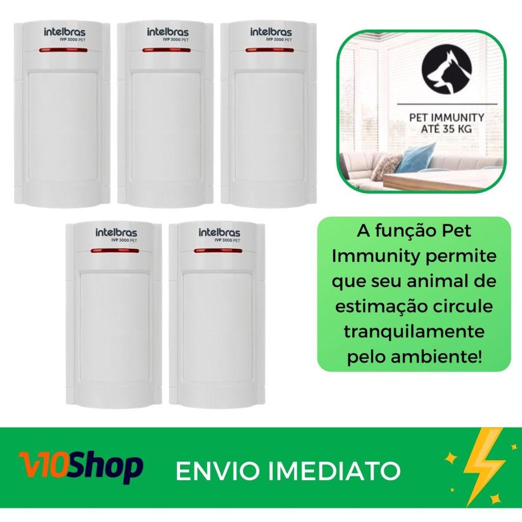 Kit 5 Sensor Duplo Ivp 3000 Pet 35 Kg Intelbras