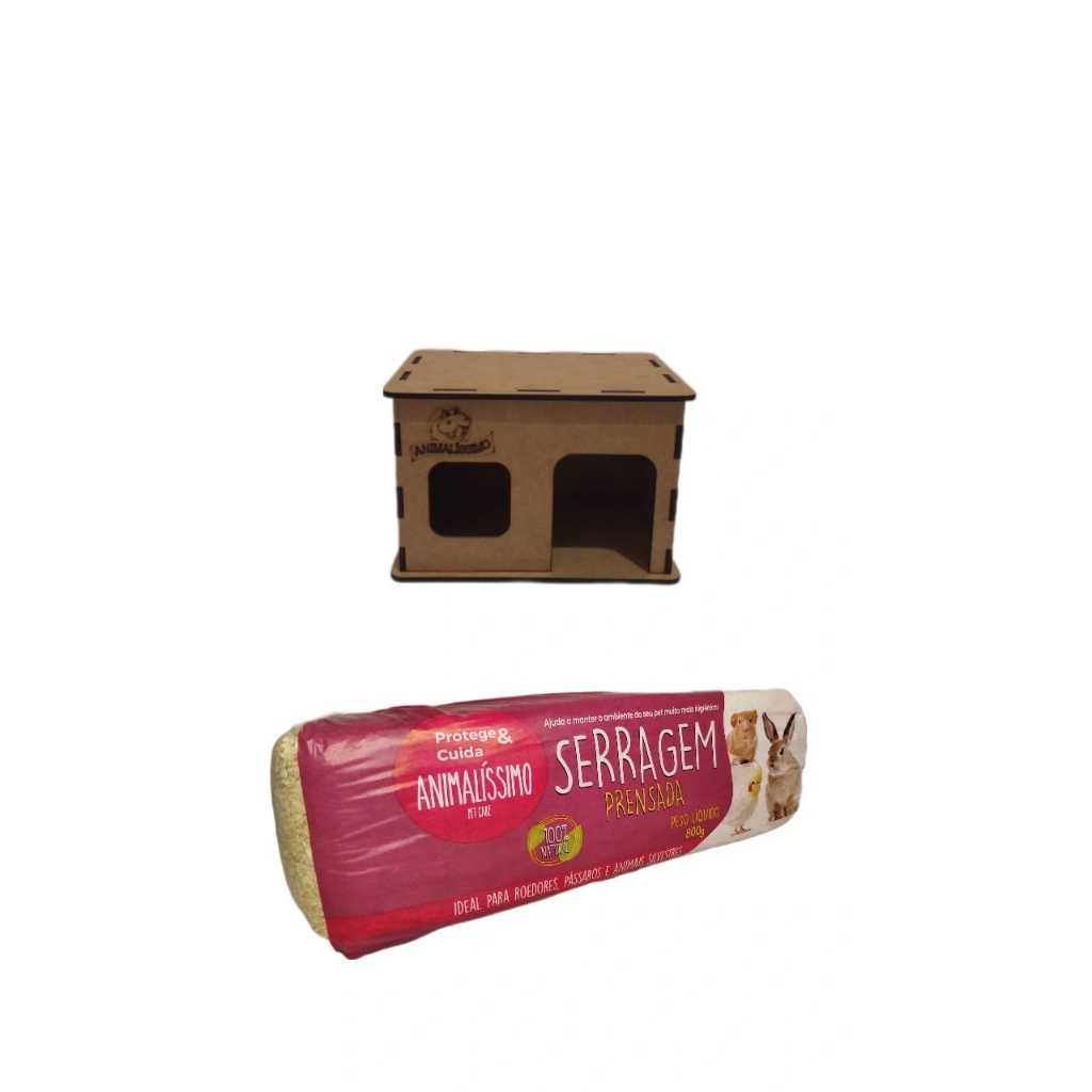 Casinha Mdf+serragem Prensada Composteira Minhocário Hamster
