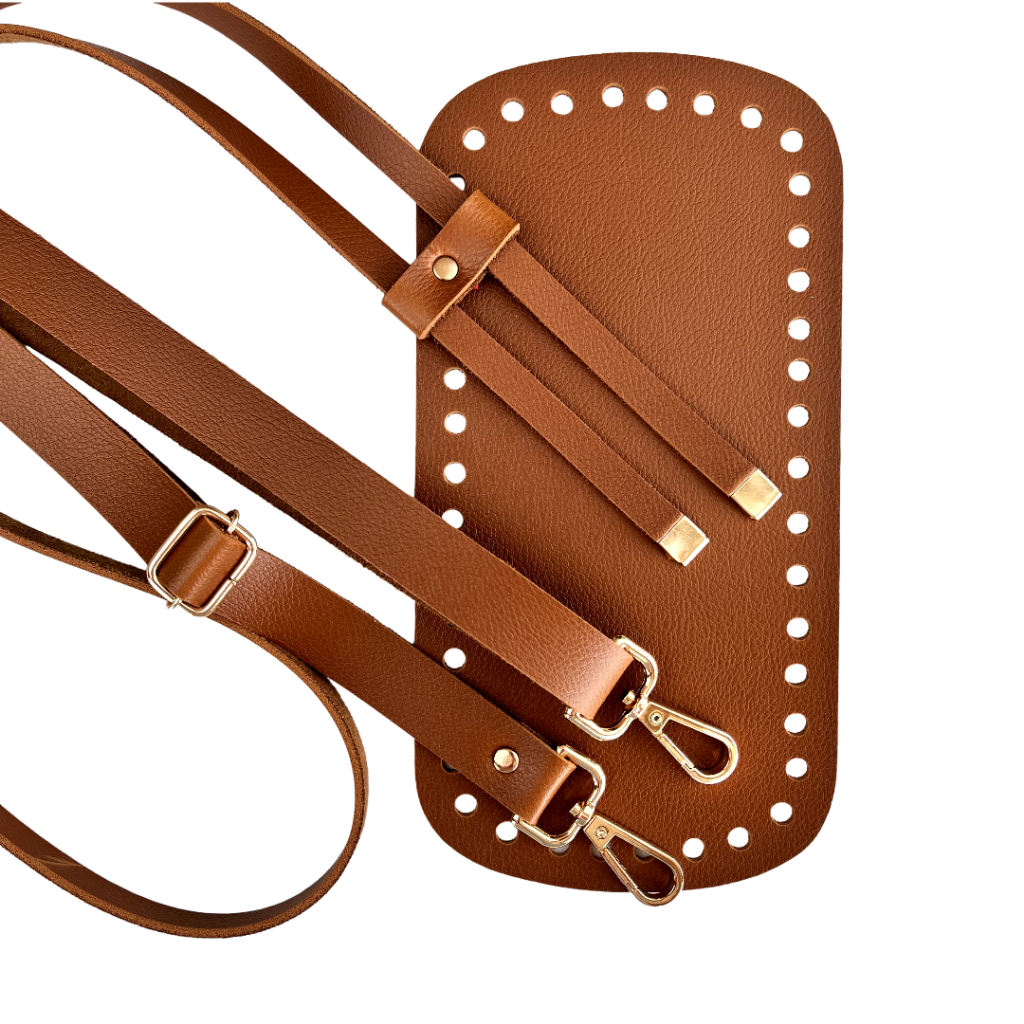 Kit alça transversal em couro sintético, fundo de bolsa mais enforcador