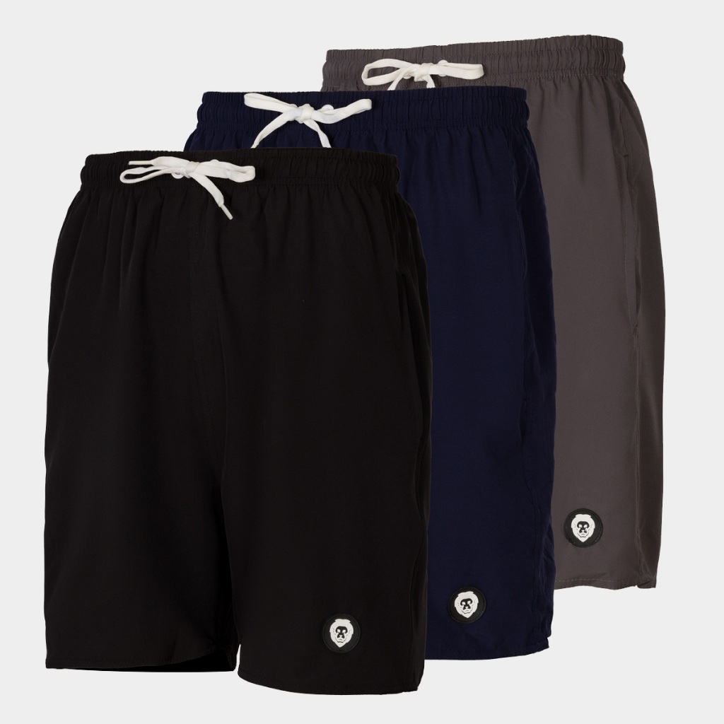 Kit 3 Bermuda Tactel Elastano Com Bolsos Shorts Masculino Mauricinho Praia Academia Liso
