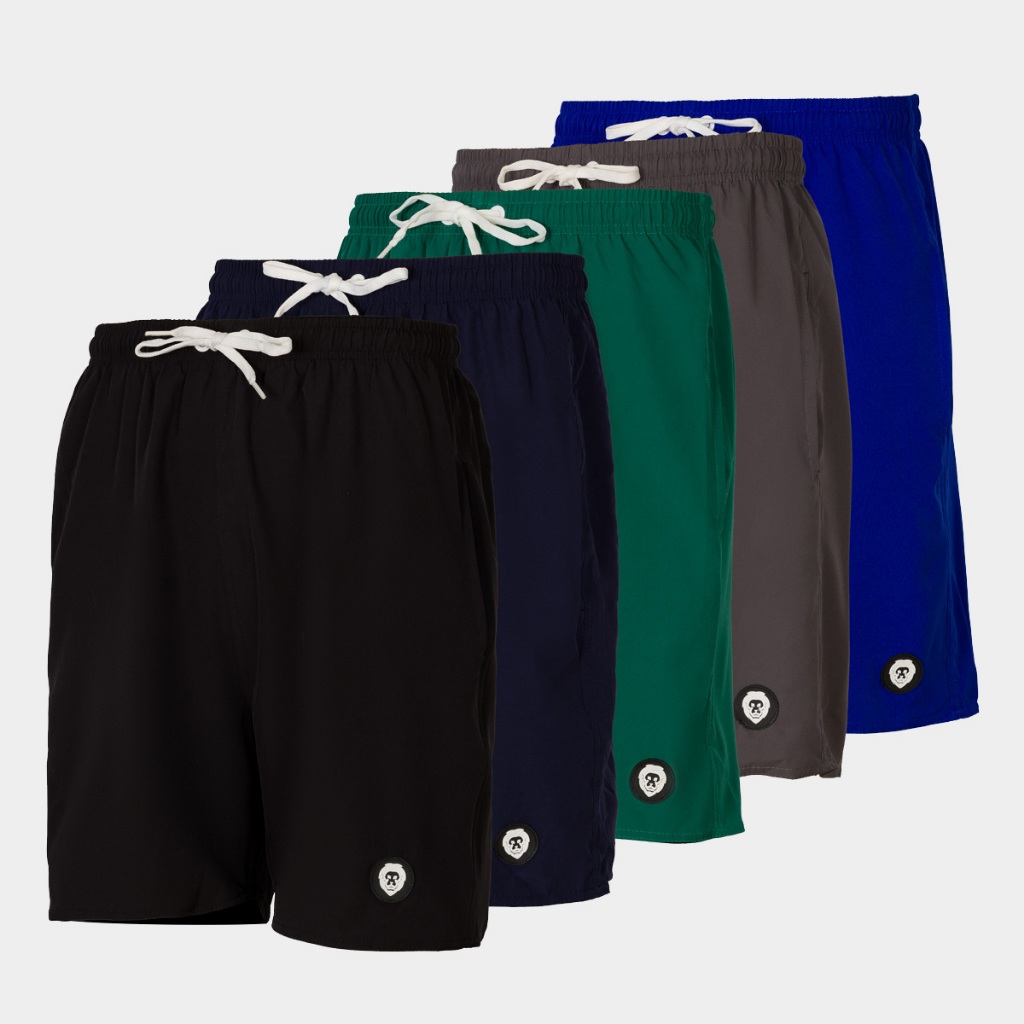 Kit 5 Bermuda Tactel Com Elastano Bolsos Masculino Shorts Verão Praia Mauricinho Liso Academia