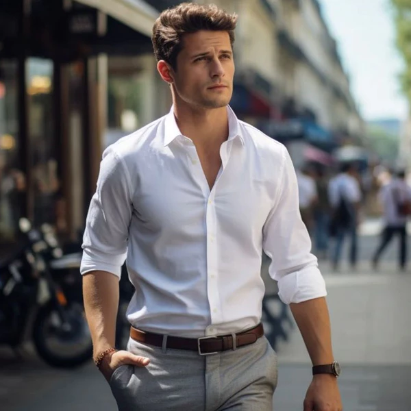 Camisa Social Masculina Manga Comprida Escritório casual Slim Fácil