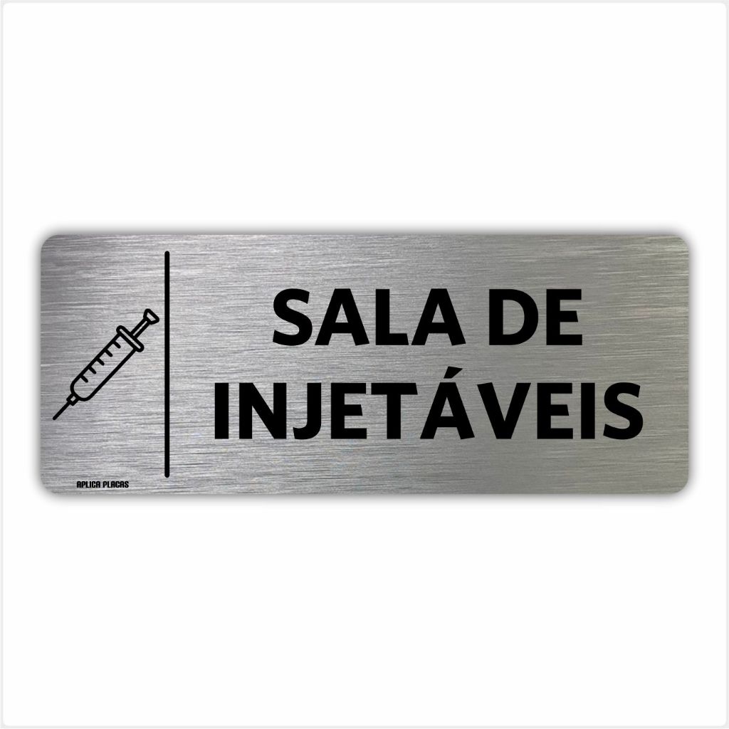 Placa Sala de Injetáveis - 8x20cm - laboratório vacina exame em Oferta na Shopee