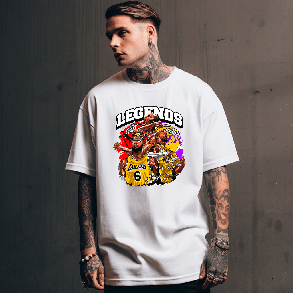 Camisa/Camiseta Oversized Masculina Feminina Algodão Streetwear Esporte Basquete NBA Legends The Goat The Mamba The King