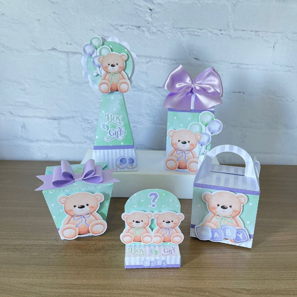 Kit Festa - 50 itens Personalizados Chá Revelação  – pegue e monte – caixinhas personalizadas – papelaria personalizada