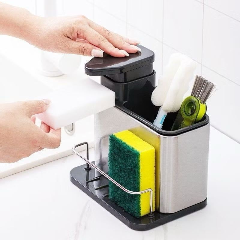 Porta Detergente Dispenser Sabão Liquido Esponja Bucha Inox