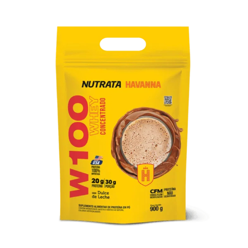 Whey Protein W100 900g Nutrata Refil Whey Concentrado W100 Original Whey W100 Refil 21g Proteína