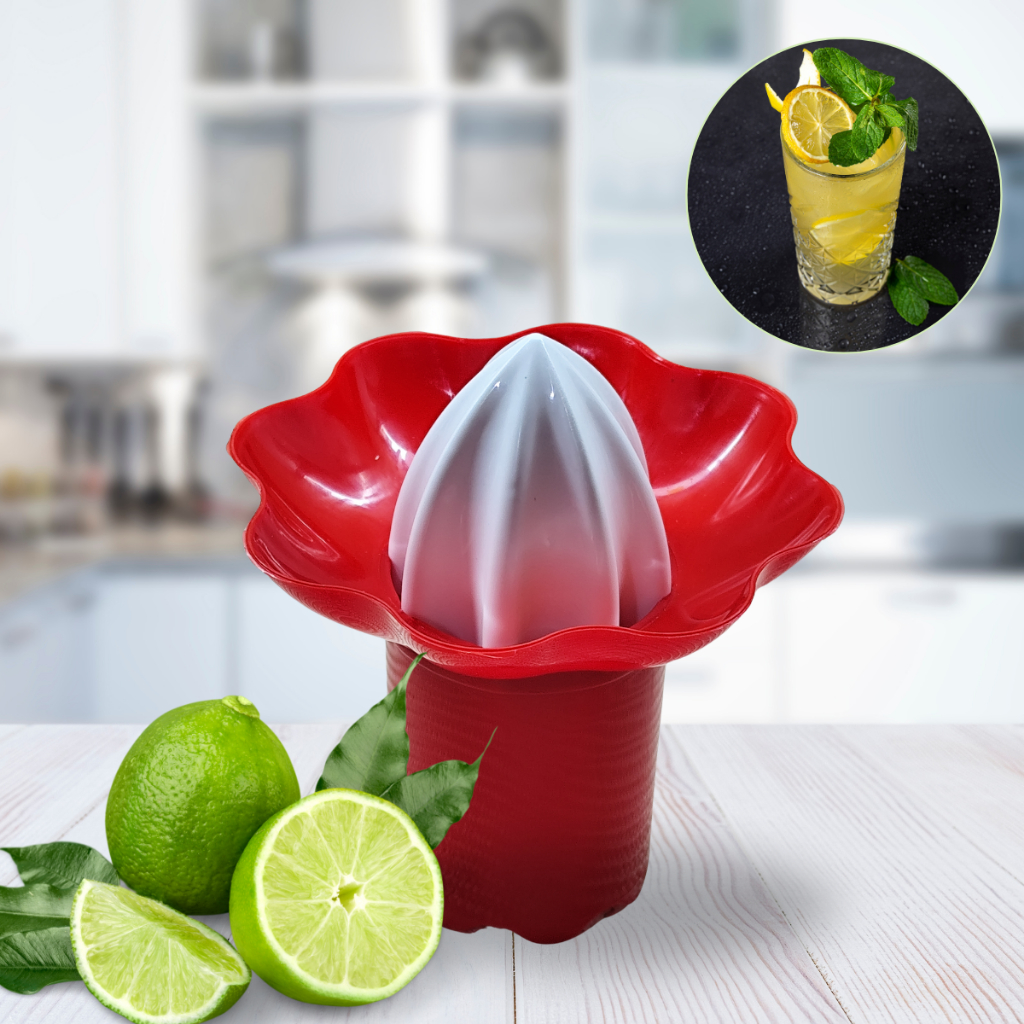 Espremedor de limão e laranja direto no copo - cor vermelho