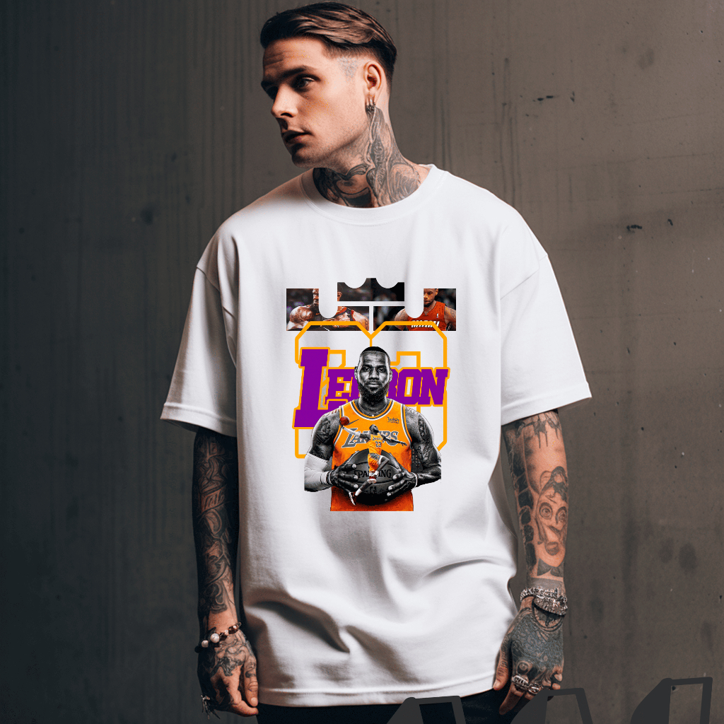 Camisa/Camiseta Oversized Masculina Feminina Algodão Streetwear Esporte Basquete NBA Lebron James Los Angeles Lakers 23