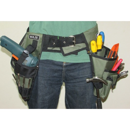 Kit 2 em 1 Cinto Duplo Para Ferramentas, Coldre Porta Furadeira & Cinto Porta F. Solze