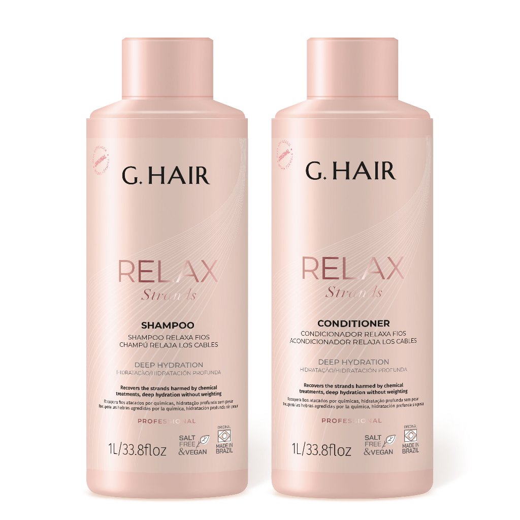 Kit GHair Inoar Relax Strands 1L – Shampoo + Condicionador – Disciplina, Hidratação e Brilho
