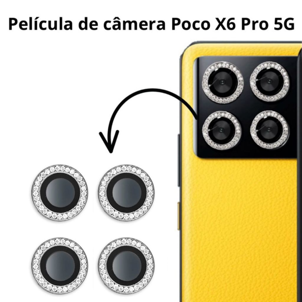 KIT Película da Câmera Proteção Lente Para Xiaomi Poco X6 Pro 5G / Poco X5 5G — imagem 2 de 2
