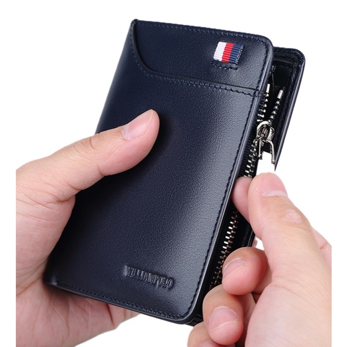 Carteira William Polo 100% Couro Vertica Com Porta Moedas Azul Marinho Mod POLO293