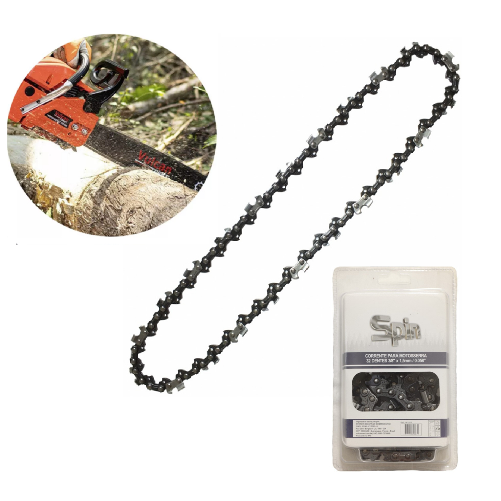 Corrente Grossa Para Motosserra 32 Dentes 1,5mm Passo 375" - Spin em Oferta na Shopee