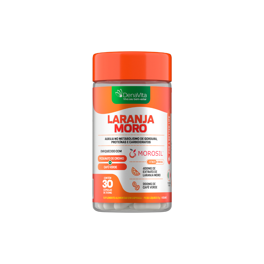 Extrato de Laranja Moro + Cromo + Café Verde 3x1 - 30 Cápsulas - Vegano - Denavita em Oferta na Shopee