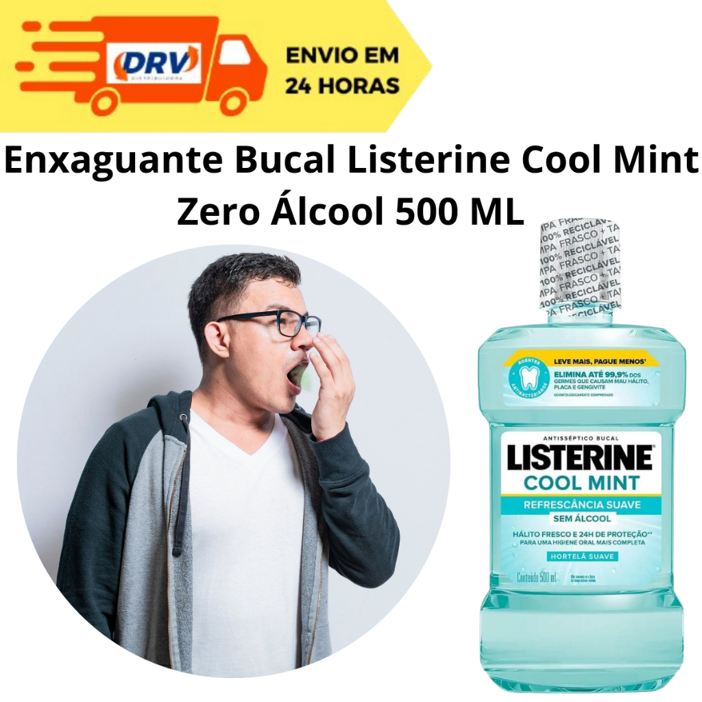Enxaguante Bucal Listerine Cool Mint Zero Álcool 500 ML - Listerine Zero Álcool - Listerine