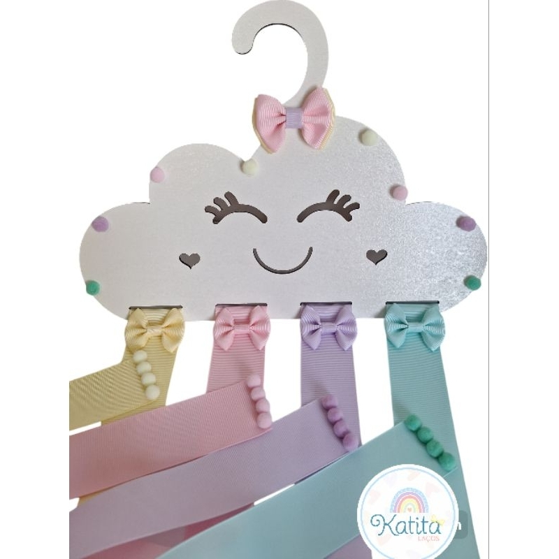 Organizador e porta laço infantil MDF Nuvem grande em Oferta na Shopee