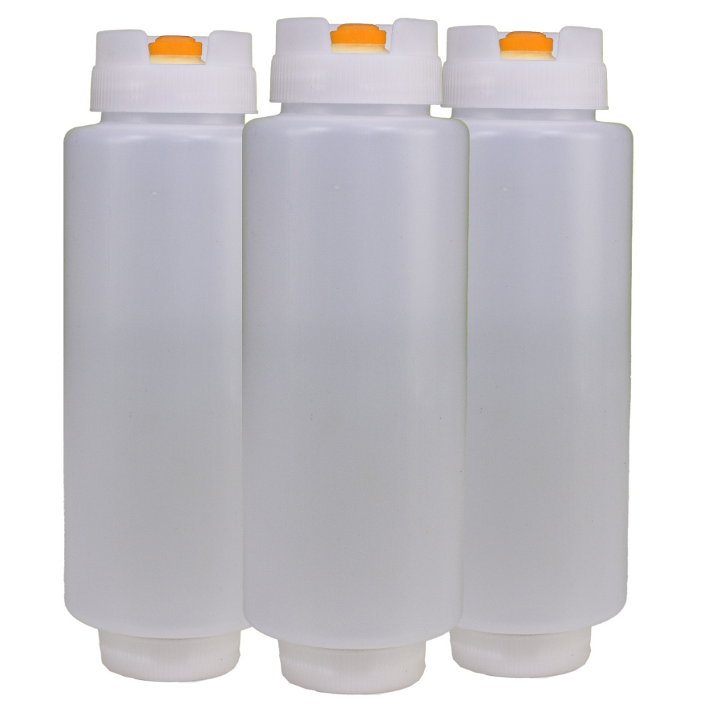 BISNAGA INVERTIDA FIFO 720 ML ORANGE GOURMET KIT 3 em Oferta na Shopee