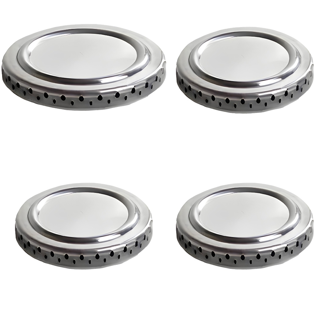4 Tampas espalhadores de alumínio para Boca de Fogão Atlas Mônaco, 2 pequenas/ 2 Grandes