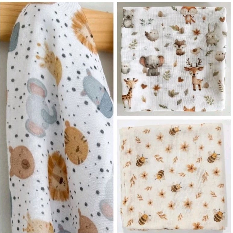 Fralda Dupla Multiuso Estampa Digital 70x70cm com bainha em Oferta na Shopee