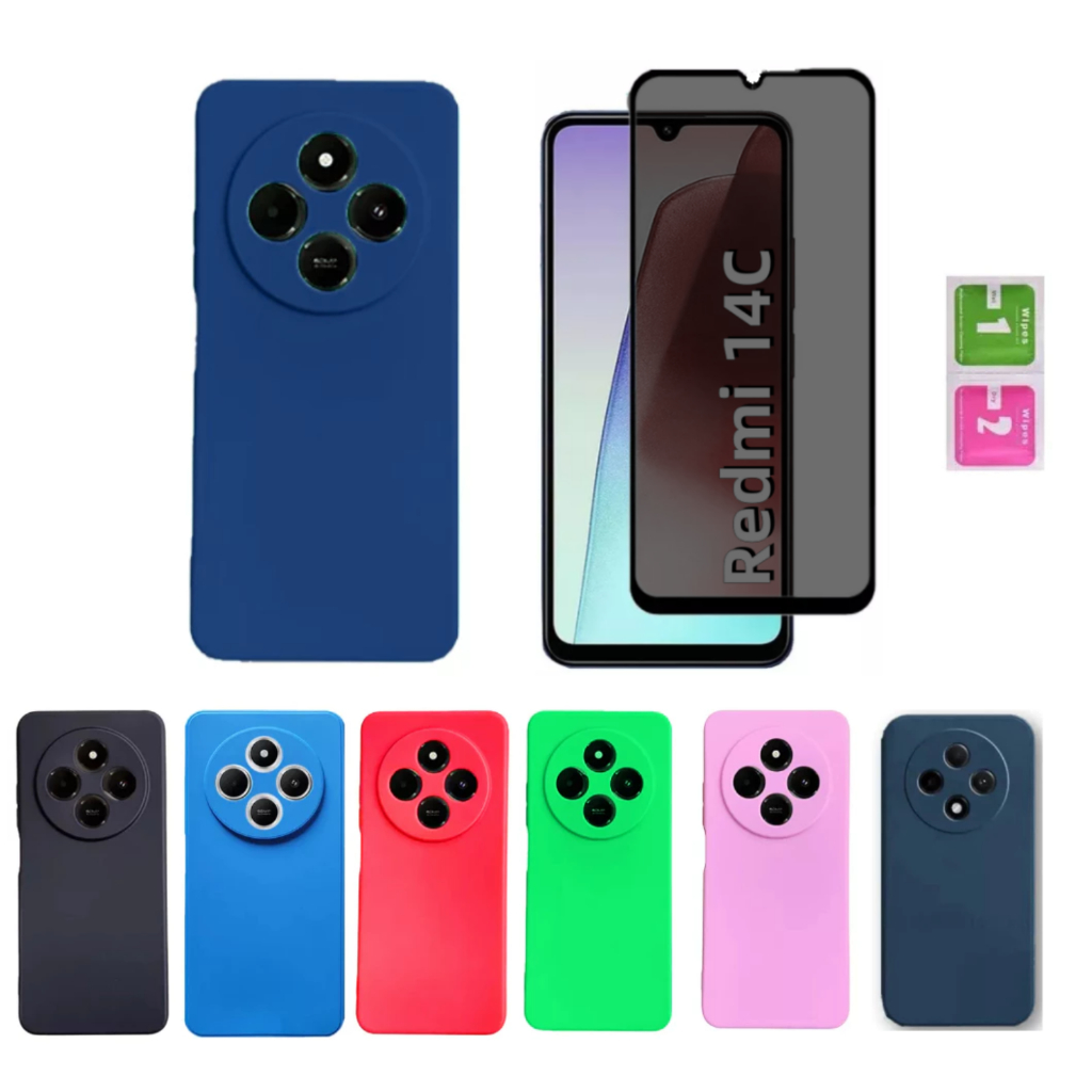 Pelicula Privacidade Xiaomi Redmi 14C + Capinha Aveludada Colorida Capa em Oferta na Shopee