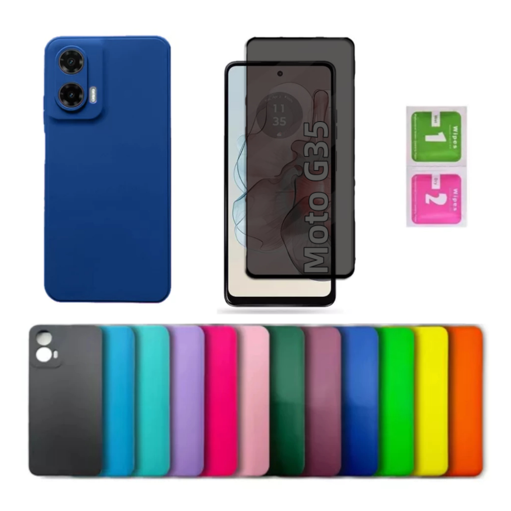 Pelicula Privacidade Moto G35 Motorola + Capinha Aveludada Colorida Capa em Oferta na Shopee