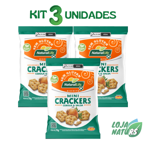 KIT Biscoito Mini Crackers Cebola e Salsa Sem Glúten Vegano 70g - Natural Life
