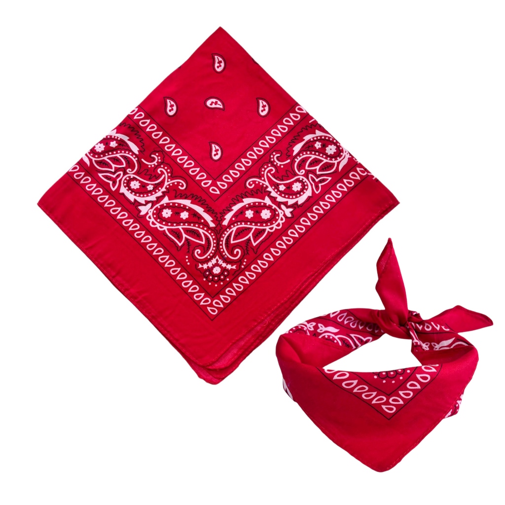 Bandana Vermelha Lenço Estampado Cor Vermelho Moda Rock Máscara em Oferta na Shopee