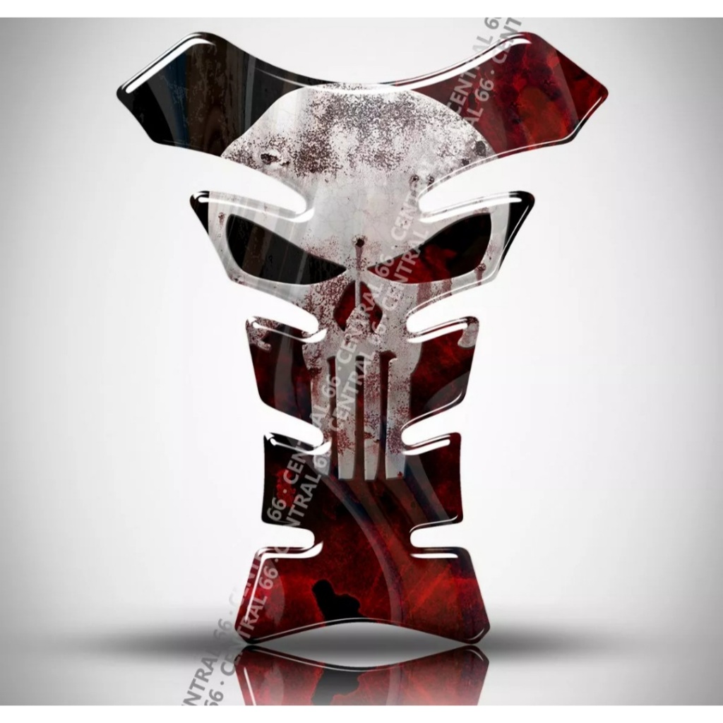 Protetor de Tanque Punisher Skull Honda Cb 300f Twister Vermelho Resinado