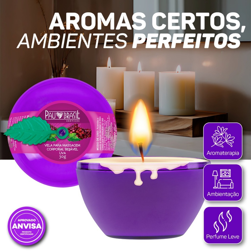 VELA AROMÁTICA BEIJÁVEL PARA MASSAGENS QUE RELAXAM O CORPO TODO