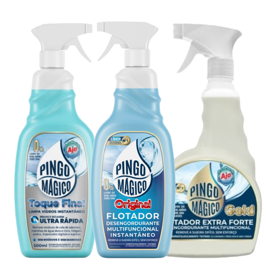 Pingo Magico Original 1L + Pingo Magico Gold 1L + Pingo Magico Limpa Vidros 500ML em Oferta na Shopee