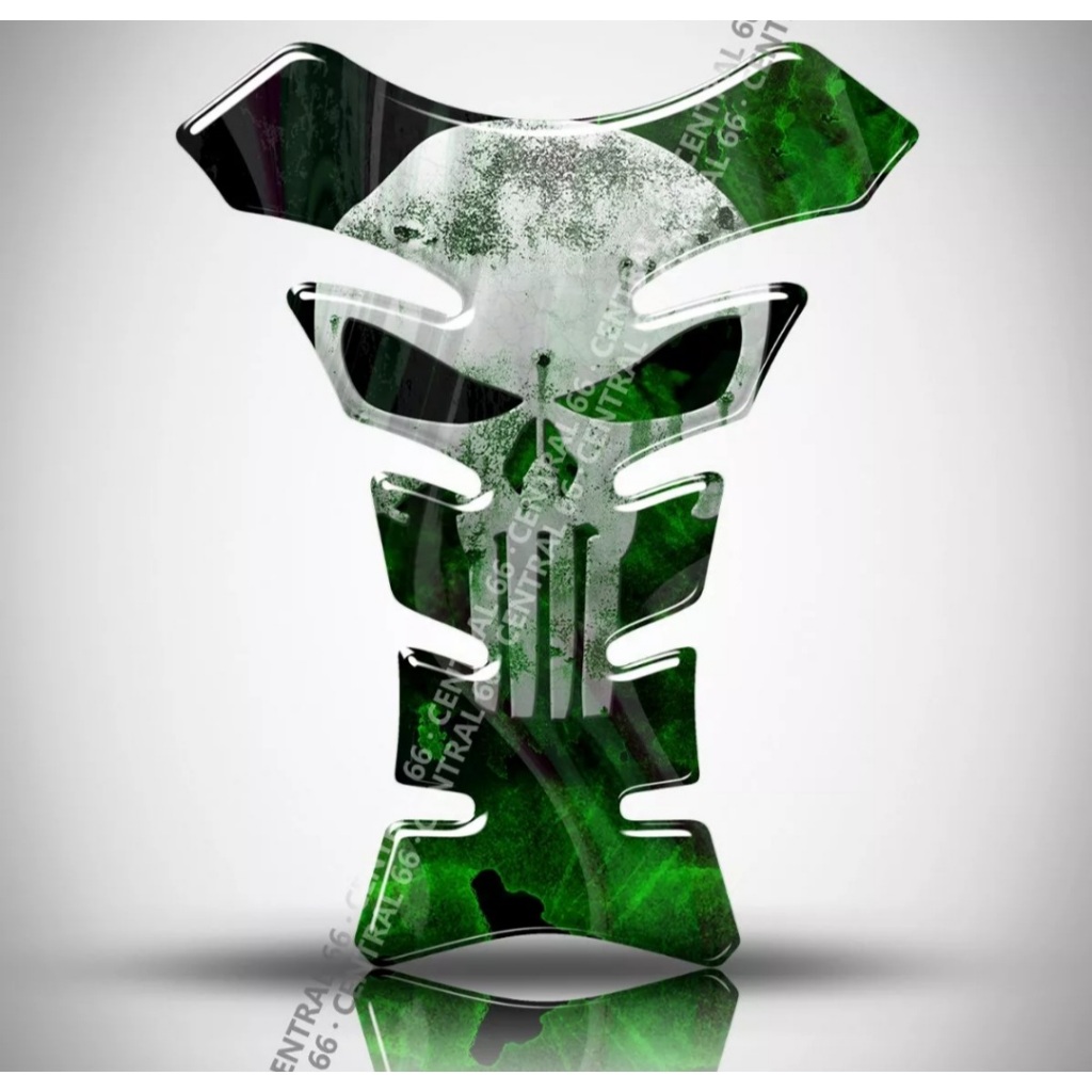 Protetor de Tanque Punisher Skull Kawasaki Z800 Verde Resinado