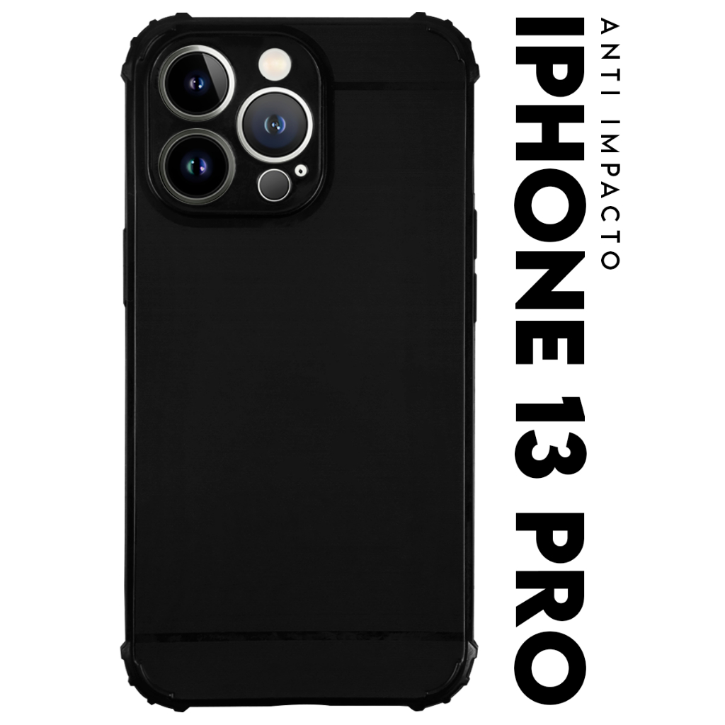 Capa Capinha Case Emborrachada Carbon Preta IPhone 13 Pro tela 6.06 pol.