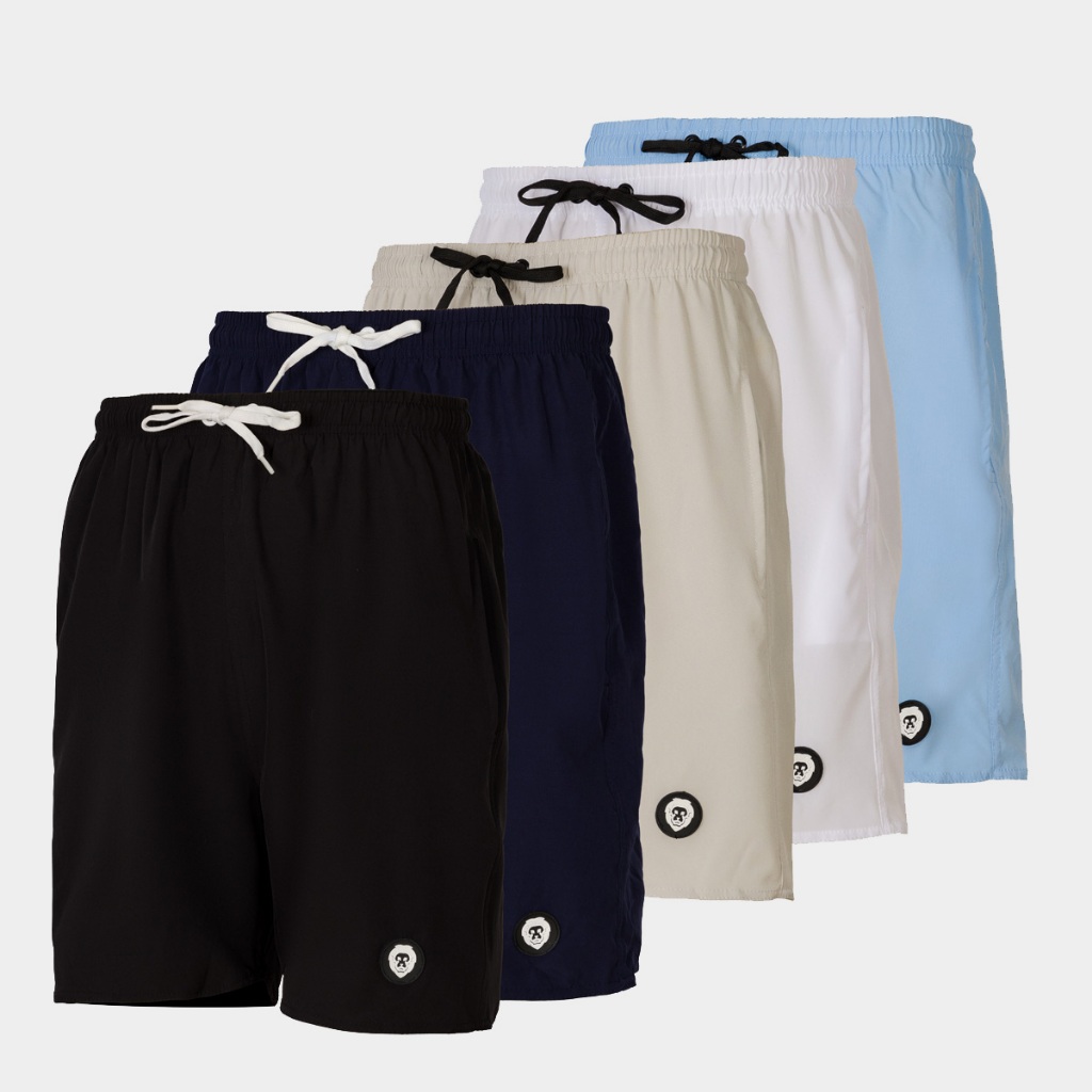 Kit 5 Short Tactel Com Bolsos Bermuda Elastano Lisa Mauricinho Praia Academia Treino Básico
