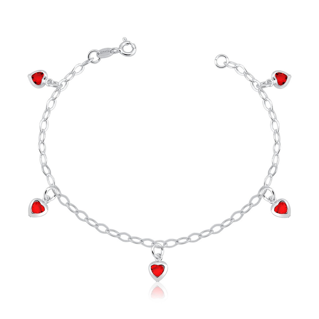 Pulseira Feminina de Prata 925 Corações Pendente em Oferta na Shopee
