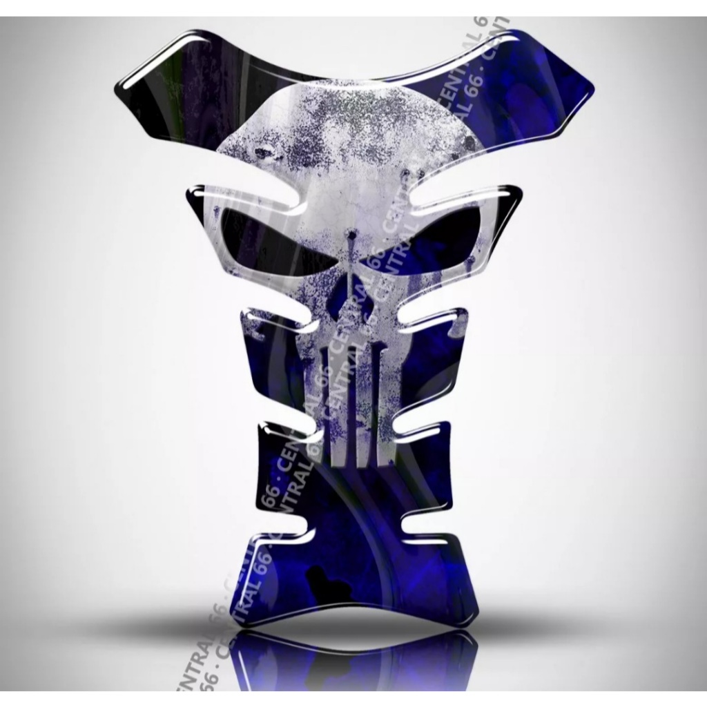 Protetor de Tanque Punisher Skull Yamaha Super Tenere 1200 Azul Resinado