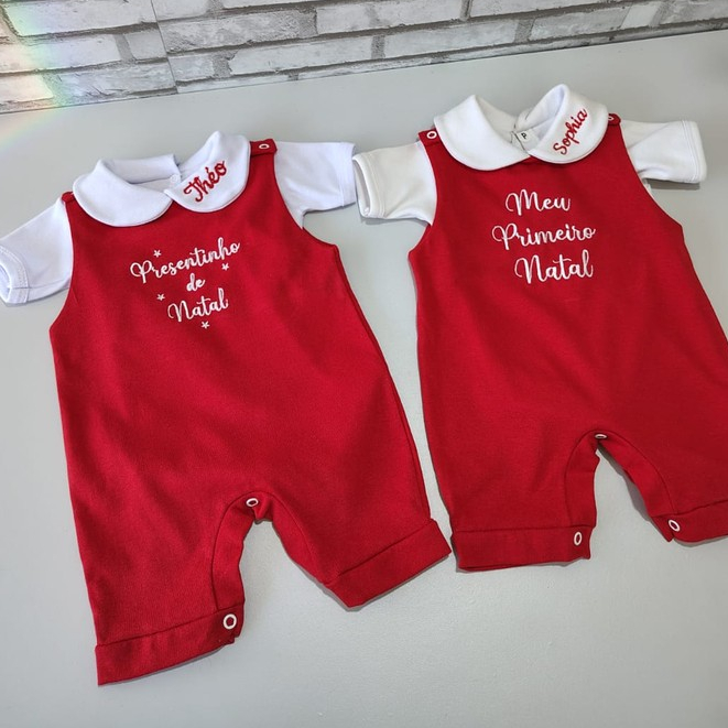 Conjunto natal bebê menino menina kit 2 peças meu primeiro natal — imagem 2 de 2