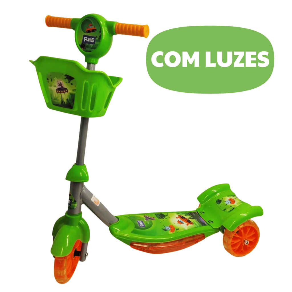 Patinete Infantil 3 Rodas Luz Led Com Cesto Música Regulável em Oferta na Shopee