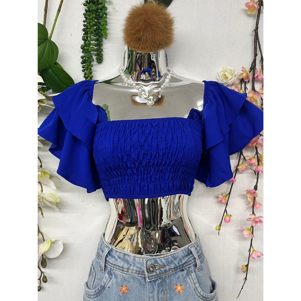 B076 Mangas sino curtas elásticas no peito