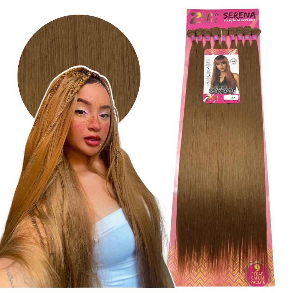 Aplique Cabelo Liso Orgânico Serena Tela 80 cm Zhang Hair