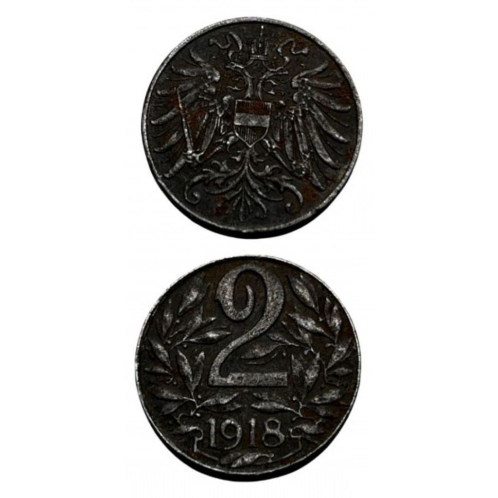 Moeda do Império Austríaco - 2 Hellers - 1918 - MBC