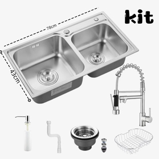 Kit Cubas de Cozinha em Aço 201 com Torneira Gourmet Monocomando – Vários Tamanhos Disponíveis em Oferta na Shopee