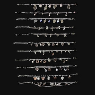 【Kit 3~6 Pulseiras Prata 925 】Kit 3~6 Pulseiras Banhada à Prata 925  - Feminina Sortidos