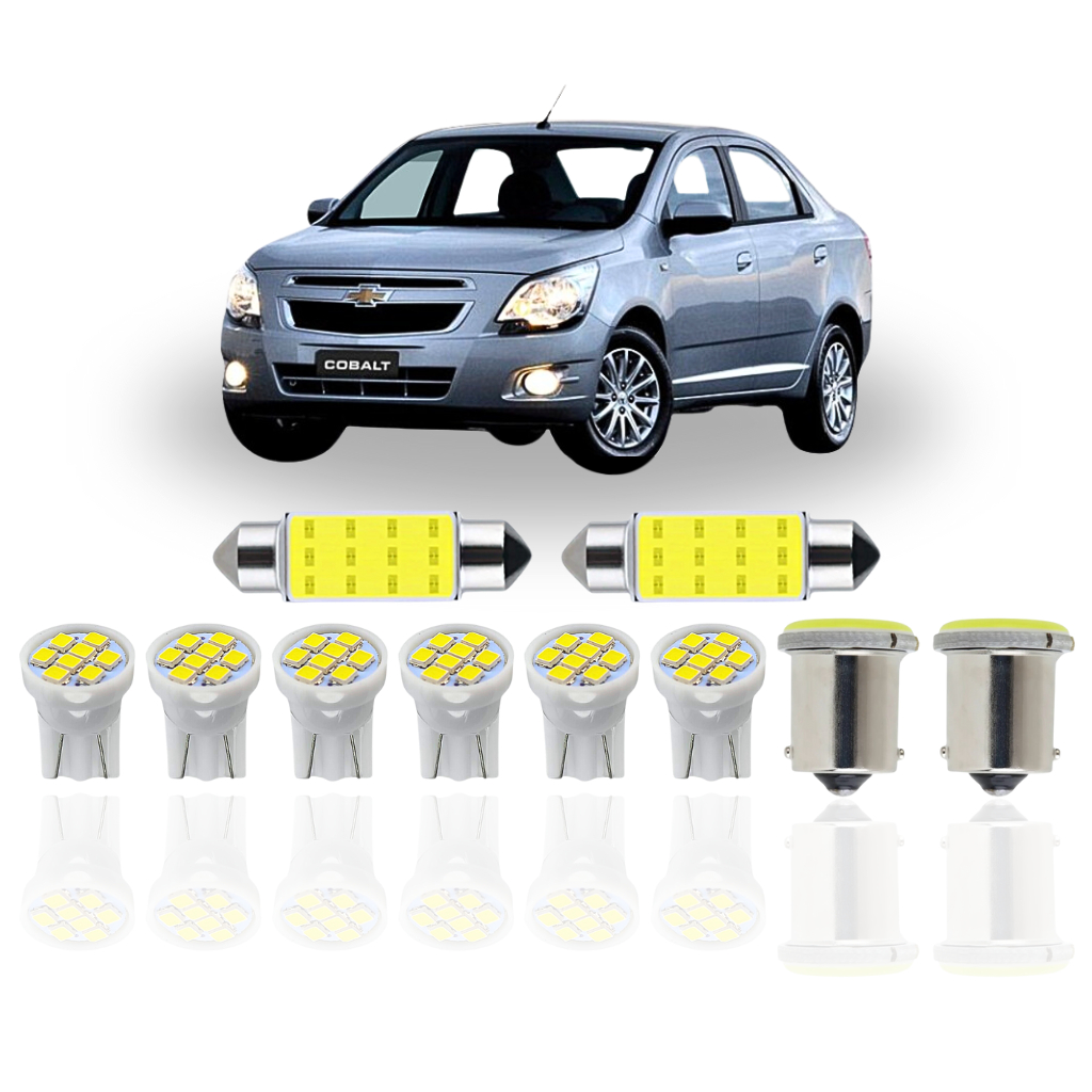Kit Lâmpada Led Chevrolet Cobalt 2011 a 2014 ( Farolete Ré Placa Teto ) T10 Pingo super torpedo 1 polo 1156