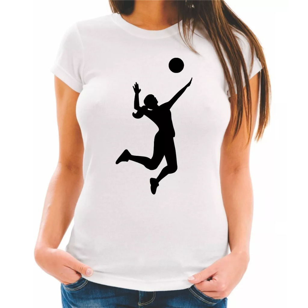 Camiseta Baby Look Estampa Esporte Volei Feminino 116