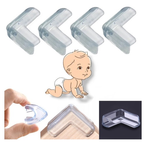 Protetor de Quina de Mesa Transparente 4 Peças Silicone Segurança Infantil