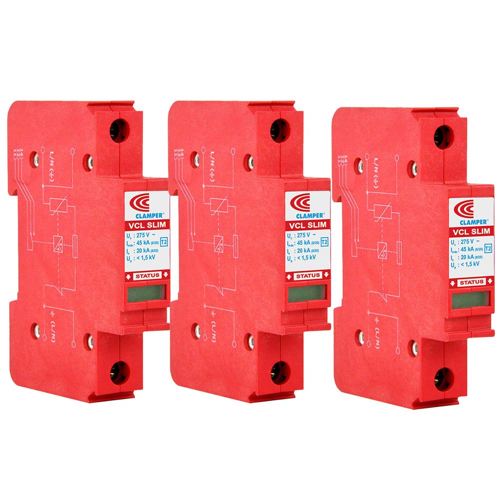 KIT ECONÔMICO C/ 3 DISPOSITIVOS DE PROTEÇÃO CONTRA RAIOS COM DPS CLAMPER FRONT V 275V 45KA