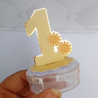 Aplique  Numeral 3D em pé com lamicote e dois sol Lembrancinhas para festas. em Oferta na Shopee