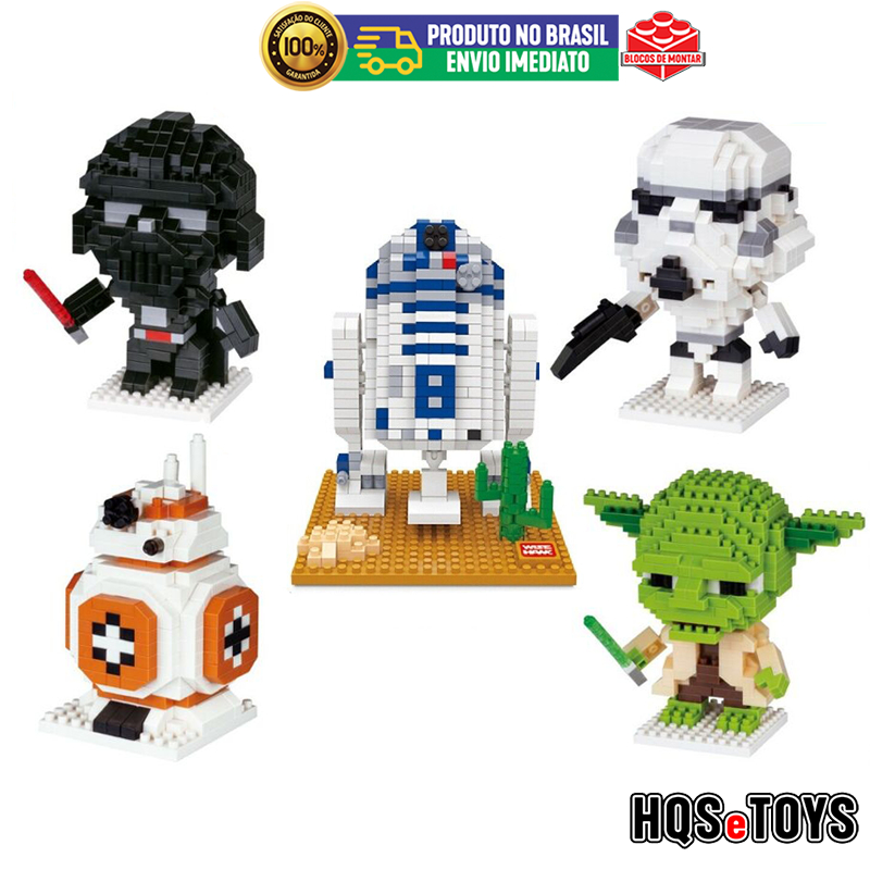 Mini Boneco Star Wars Micro Blocks Darth Vader R2D2 Ioda BB8 r2-d2 bb-8 peças nano Blocos de Montar